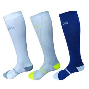 Custom Logo Men Crew Socks Autumn Compression Socks 20 30mmHg Extra Wide Top Band Bottom Logo Sports Running