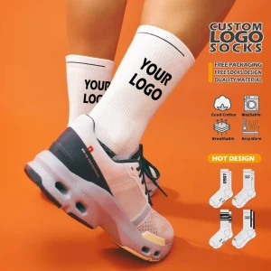 Custom Logo Men Sport Socks Cotton White Crew Socks Custom Design Socks With Your Own Logo