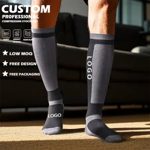 Custom Logo Mens Ankle High Compression Socks Solid Knitted Stocking Equestrian Socks for Autumn Horse Riding and Athletics