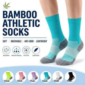 Custom Logo Men’s Bamboo Anti Odor Crew Socks Moisture Wicking Breathable Athletic Socks with Reinforced Heel Toe