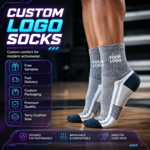 Custom Logo Men’s Sports Socks Breathable Comfortable Athletic Low Cut Knit Cotton Socks for Gym Basketball Training