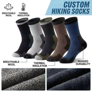 Custom Logo Merino Wool Hiking Socks Men Women Thickened Thermal Outdoor Trekking Skiing Winter Sport Socks