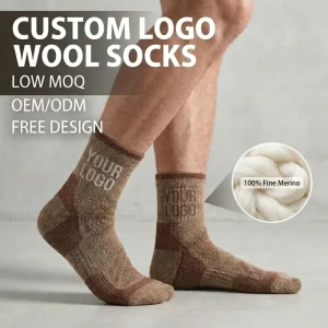 Custom Logo Merino Wool Socks Premium Thermal Performance Anti Bacterial Outdoor Hiking Socks