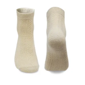 Custom Logo Neutral Cotton Crew Socks Women’s Aesthetic Knit Socks for Quiet Luxury Style