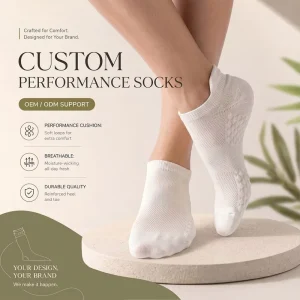 Custom Logo Non Slip Grip Socks Breathable No Show Performance Yoga Pilates Fitness Training Socks OEM ODM