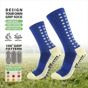 Custom Logo Non Slip Soccer Grip Socks Low MOQ Free Design Breathable Football Athletic Sports Socks