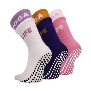 Custom Logo Non Slip Yoga Pilates Grip Socks Your Own Design Non Slip Cotton Grip Sport Socks for Pilates and Yoga