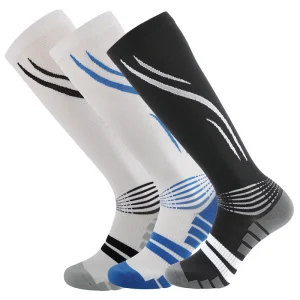 Custom Logo Oem Knitted Cycling Bottom Socks Athletics Nylon Knee High Sports Compression Socks
