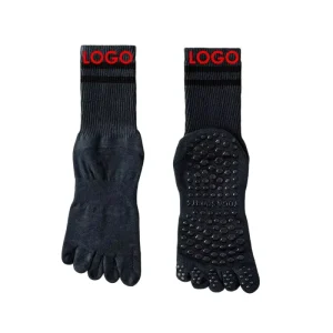 Custom Logo Pilates Sports Toe Socks Non Slip Bottom Sweat Absorbent Washable Elastic Cotton Training Socks