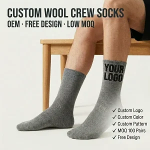 Custom Logo Plain Wool Crew Socks Men Women Soft Breathable Everyday OEM Knit Socks Low MOQ