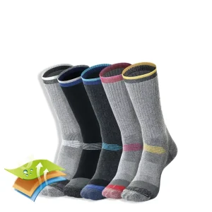 Custom Logo Premium Merino Wool Hiking Socks Heavyweight Thermal Cushioning Outdoor Trekking Winter Warm Crew Socks