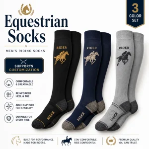 Custom Logo Premium Quality Equestrian Riding Socks Custom Knee High Horse Riding Socks for Men Compression Equestrian Socks