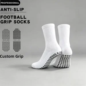 Custom Logo Service Lightweight Breathable Football Socks Non Slip Strip Thick Terry Bottom Soccer Socks