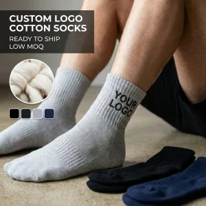 Custom Logo Socks 100% Cotton Socks Ribbed Solid Color Athletic Ankle Socks Men Women Low MOQ Manufacturer