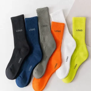 Custom Logo Soft Sports Socks Crew Cotton Terry Cushioned Sole Custom Men Socks