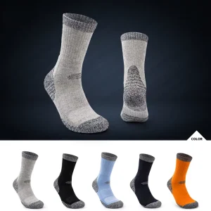 Custom Logo Thick Merino Wool Thermal Hiking Socks Heavyweight Cushioning Anti Blister for Outdoor Trekking & Winter Warm Crew