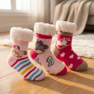 Custom Logo Unicorn Cartoon Cute Crew Socks Winter Floor Thick Knitted Cotton Anti Slip Warm Slipper Socks