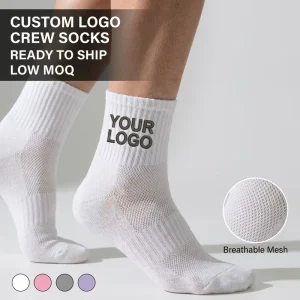 Custom Logo Women Ankle Socks Breathable Mesh Cotton Socks Arch Support Ribbed Athletic Sports Socks