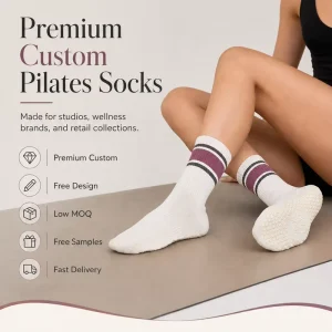 Custom Logo Women’s Cotton Knitted Yoga Socks Custom Grip Yoga Socks Breathable Non Slip Comfortable Custom Pilates Socks