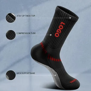 Custom Logo Woven Bamboo Crew Sport Socks