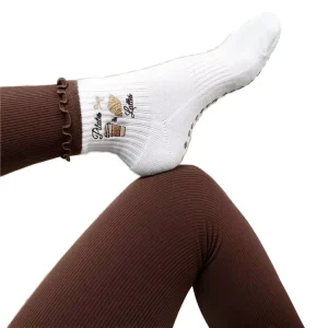 Custom Logo Yoga Socks for Pilates Comfortable Breathable with Ruffle Trim Crew High Popular for Autumn Season