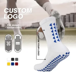 Custom Logo and Color Spring Men’s Women’s Mid-Length Crew Knitted Quick Dry Soccer Training Socks with Non-Slip Towel Grip