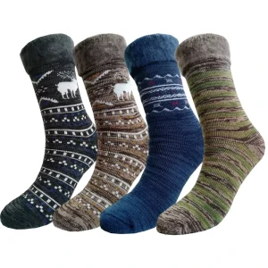 Custom Long Unisex Winter Womens Breathable Daily Knit Casual Thick Thermal Crew Fuzzy Socks