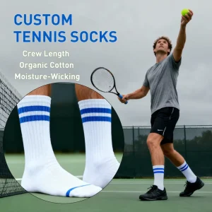 Custom Made 100% Cotton Crew Socks for Children Youth Tennis Padel Anti Slip Breathable Eco Friendly Quick Dry Features Body