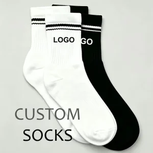 Custom Made 100% Cotton Striped Knitted Thick Crew Socks for Children Youth Breathable Eco-Friendly Bottom Sports Socks