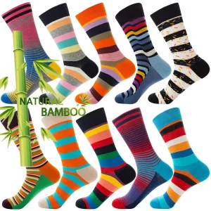 Custom Made Colorful Striped Fancyed Cool Bright Colored Business Dress Mens Bamboo Socks
