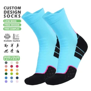 Custom Made Crew Sports Socks Breathable Quick Dry Anti Bacterial Spring Season Logo Design Your Own Men’s Socks