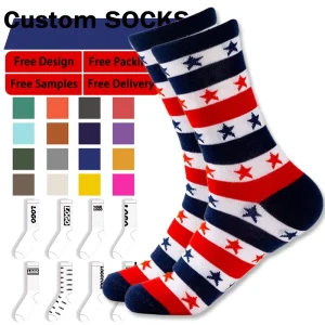 Custom Made High Quality Dress Socks for Men Formal Business Socks With Embroidered Logo Cotton Crew Socks