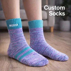 Custom Made Men’s Crew Socks Spandex/Cotton Casual Athletic Basketball Socks Tube Style Knitted Quick Dry