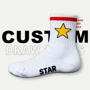 Custom Made Terry Socks and Custom Slouch Socks for Adults High Quality White Crew Socks with Custom Stance Design Perfect
