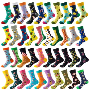 Custom Men Color Polyester Cotton Anti Slip Breathable Quick Dry Daily Sports Crew Printed Socks