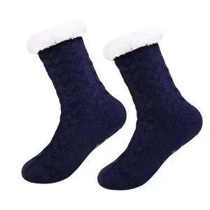 Custom Men Fleece Floor Grip Socks Bulk Winter Crew Thick Thermal Fuzzy Warm Floor Socks for Women