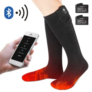Custom Men Women Casual Bluetooth Heated Solid Thermal Coolmax Rechargeable Battery For Winter Snowboard Ski Hiking Thick Warm