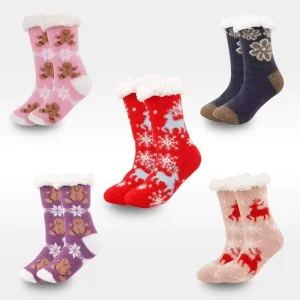 Custom Men Women Fleece Floor Grip Socks Bulk Winter Thick Thermal Fuzzy Warm Floor Socks