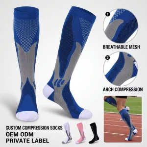 Custom Men Women Knee High 20 30mmhg Cycling Athletic Compression Socks