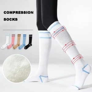 Custom Men Women Knee High 20-30mmhg Cycling Athletic Nurse Sport Running Socks Compression