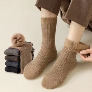 Custom Men’s Alpaca Wool Socks Outdoor Skiing Socks Men’s Crew Socks Fleece Lining Socks Warm Socks