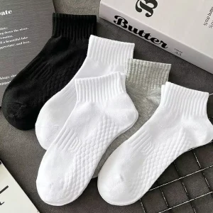Custom Men’s Ankle Sport Socks Black Grey White Plain Knitted Short Athletic No Show Socks