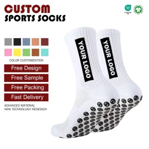 Custom Men’s Anti Slip Football Socks Sustainable Summer Knitted Sports Socks Crew High Logo Bottom