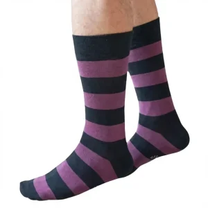 Custom Men’s Autumn Anti Bacterial Breathable Stripe Eco Friendly Bamboo Fiber Crew Dress Socks