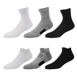 Custom Men’s Breathable Cotton Ankle Socks with Elastic Eco-Friendly Quick Dry Logo on Body Bottom Autumn Sports Casual Knitted