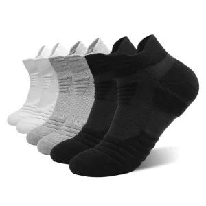 Custom Men’s Breathable Cotton Ankle Socks with Elastic Eco-Friendly Quick Dry Logo on Body Bottom Autumn Sports Casual Knitted