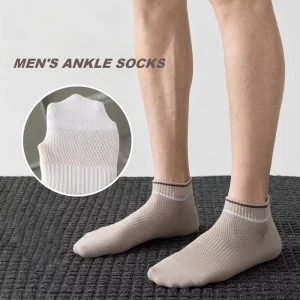Custom Men’s Cotton Ankle Socks Breathable Mesh Sweat Absorbent Anti Bacterial Low cut Sporty Spring Business