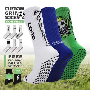 Custom Men’s Crew Football Socks Custom Soccer Socks with Logo Soccer Football Anti Slip Grip Sock Spring Season