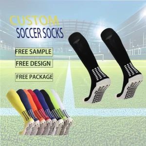 Custom Men’s Cushioned Soccer Sock with Grip Non Slip Sports Socks Knee High Compression Base Football Basketball Socks