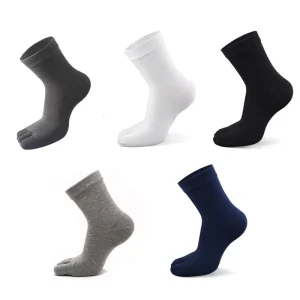 Custom Men’s Five Finger Crew Socks Split Toe Moisture Wicking Breathable Comfortable for Daily Wear